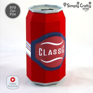 3D-frisdrankblikje SVG. Pop Can Box SVG 3D. Sjabloon voor snijden van bierblikje. Papieren blikje frisdrankblikje SVG. Pop Can Papercraft voor Cricut of Silhouette.