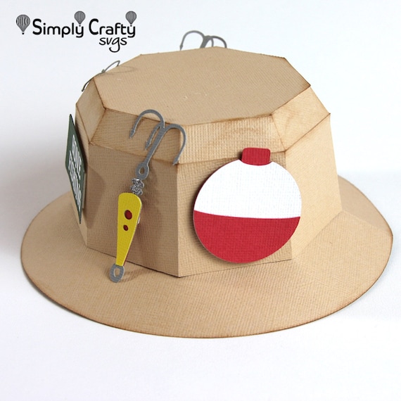 Fishing Hat Box SVG. 3D Fishing Hat SVG. Fishing Gift Box Template
