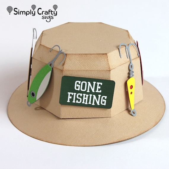 Fishing Hat Box SVG. 3D Fishing Hat SVG. Fishing Gift Box Template