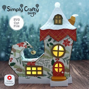 SVG 3D della casa degli elfi. Casa di Natale 3D in formato SVG. Casa di Natale degli elfi. Villaggio di Natale degli elfi. Realizzazione con la carta di Elf Shoe House per Cricut o Silhouette.