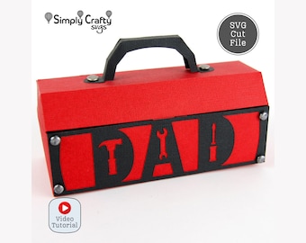 3D Werkzeugkasten SVG. Dad Tool Box Schneidevorlage für den Vatertag oder Geburtstag. Vatertag SVG. 3D Papier Werkzeugkasten. SVG Geschenk für Papa.