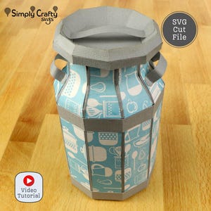 3Dミルク缶SVG。ミルク缶の花瓶。クリカットまたはシルエット用のミルク缶ボックス。紙の花や造花を入れるミルク缶の花瓶。