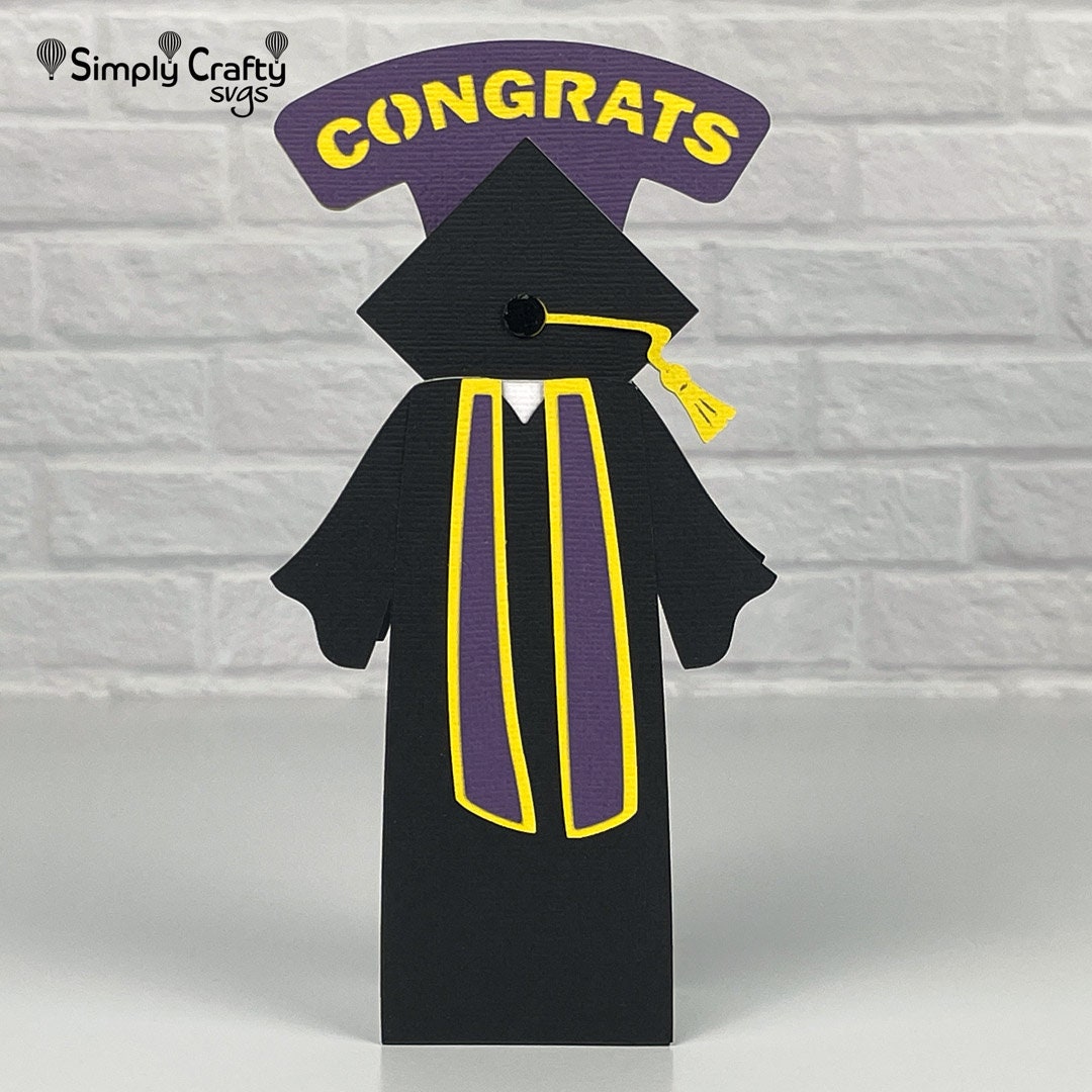 Graduation Cap and Gown Card SVG Cutting File. Graduation Time Box Card ...