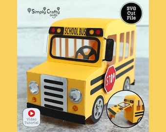 Little School Bus Box SVG Cutting File for Cricut or Silhouette. School Bus Gift Box Template. Bus Driver Gift. Teacher's Appreciation.