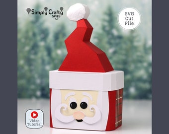 サンタのミニ帽子箱。SVG ファイル、テンプレート付きの PDF デジタル