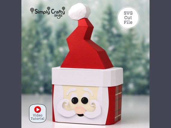 Santa Hat Box SVG. 3D Christmas SVG. 3D Santa Hat Box. DIY Christmas Box. Santa Gift Box Template for Cricut or Silhouette.