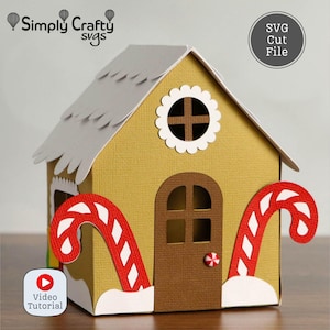 Caja de casa de jengibre SVG. Archivo de corte SVG de caja de regalo de casa de jengibre 3D. Plantilla de caja de regalo navideña de jengibre.