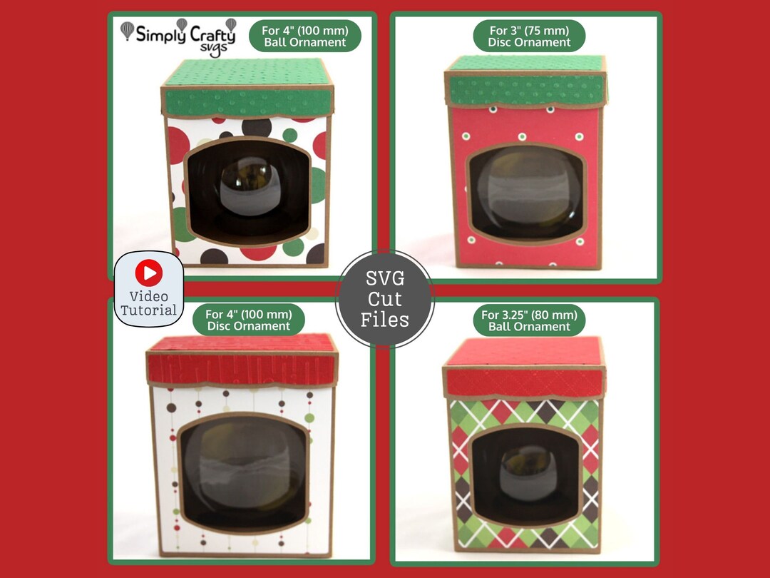 Ornament Box SVG Bundle. Ornament Gift Box SVG Files for Round