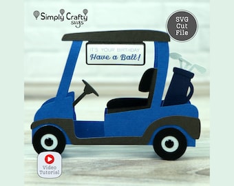 Golf Cart Box-Karte SVG. DIY Golf Karte zum Geburtstag oder Vatertag. Golf Karten-Schnittdatei für Cricut oder Silhouette.