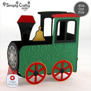 Tarjeta de tren navideña SVG. Tarjeta de caja de tren SVG. Tarjeta de tren navideña 3D. Archivo de corte SVG para Cricut o Silhouette.