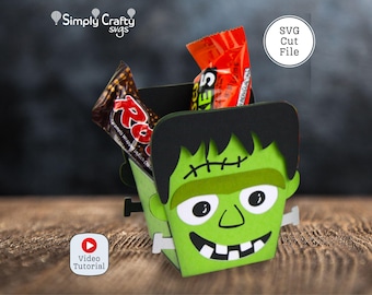 Green Monster Candy Box SVG. Halloween SVG Treat Box. Green Monster Favor Box Template for Cricut or Silhouette.