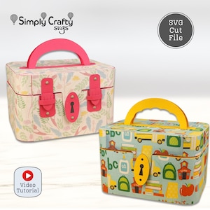 Vintage Vanity Case SVG. 3D Purse Gift Box Template for Cricut or Silhouette. DIY Mother's Day Gift Box.