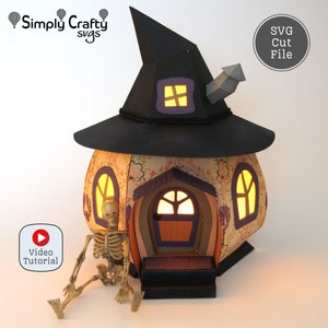 3D Halloween House SVG Template. Wicked House SVG. Witch House Papercraft. Haunted House Papercraft. DIY Pumpkin House.