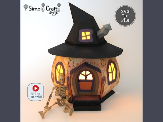 3D Halloween House SVG Template. Wicked House SVG. Witch House Papercraft. Haunted House Papercraft. DIY Pumpkin House.