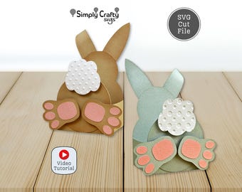 Bunny Butt Box SVG na Wielkanoc. Easter Bunny Favor Box SVG dla Cricut lub Silhouette. Szablon pudełka Bunny Box DIY na prezent wielkanocny.