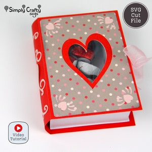 Boîte de livre d'amour SVG. Fichier de coupe SVG livre d'amour 3D. Modèle de boîte Saint-Valentin avec coeur. Boîte de bonbons DIY pour la Saint-Valentin.