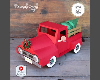 3D Pickup Truck SVG. 3D truck SVG. 3D Paper Truck Template. 3D Truck Papercraft. Christmas Truck. Truck Gift Box for Cricut or Silhouette.