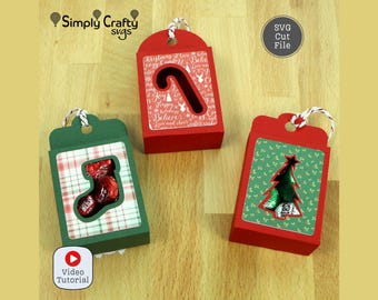 Christmas Tag Box Set SVG File. DIY Christmas Box Cutting File in 6 Styles. Small Candy Gift Box Templates for Cricut or Silhouette.