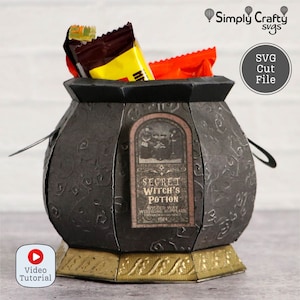 Witch's Cauldron SVG. 3D Paper Halloween Cauldron. 3D Halloween SVG. DIY Paper Witch Cauldron Papercraft for Cricut or Silhouette.