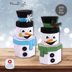 Snowman Stacking Box Set SVG. DIY Stacking Snowman Gift Box Cutting File. 3D Snowman Box SVG for Cricut or Silhouette. 3D Snowman Box.