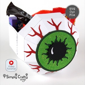 Eyeball Treat Box SVG. Halloween Candy Box SVG. Halloween Eye Favor Box Template. DIY Halloween Treat Box Template for Cricut or Silhouette.