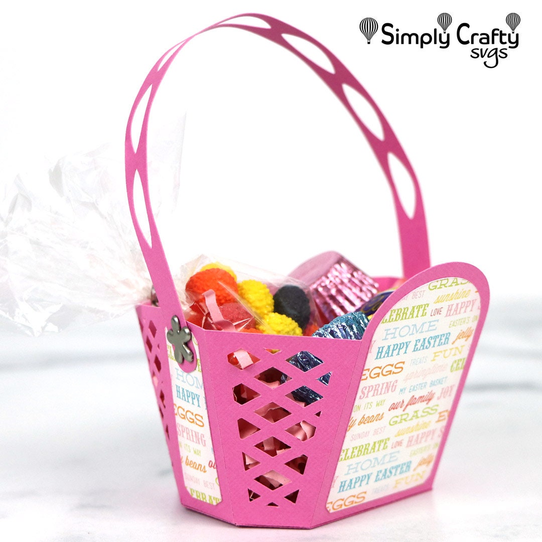 Easter Basket SVG Cutting File With Printable Sentiments. DIY Easter ...