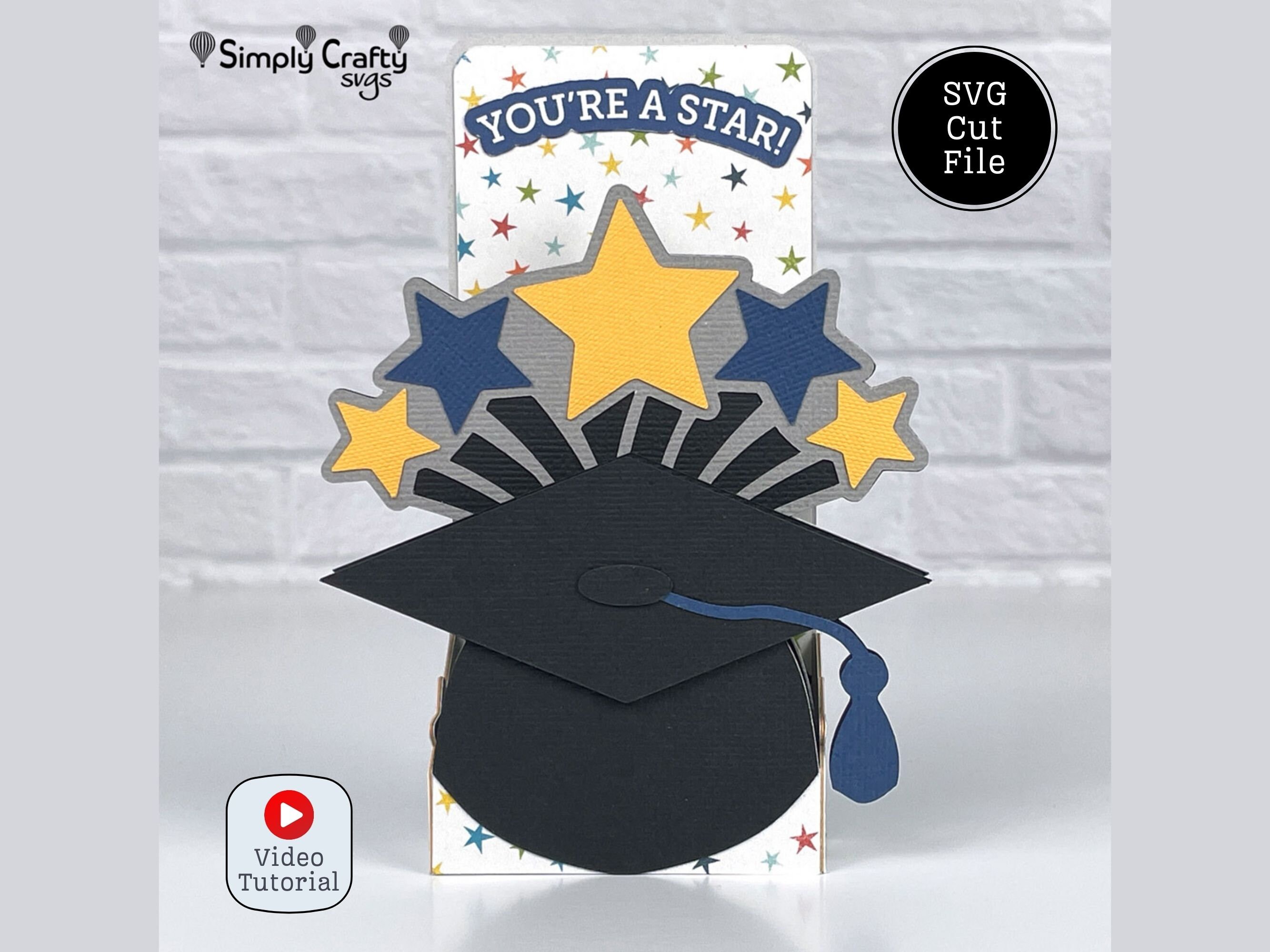 Stars Graduation Cap Graduation Card With Stars. Star Graduate Box Card SVG. Graduation Cap ...