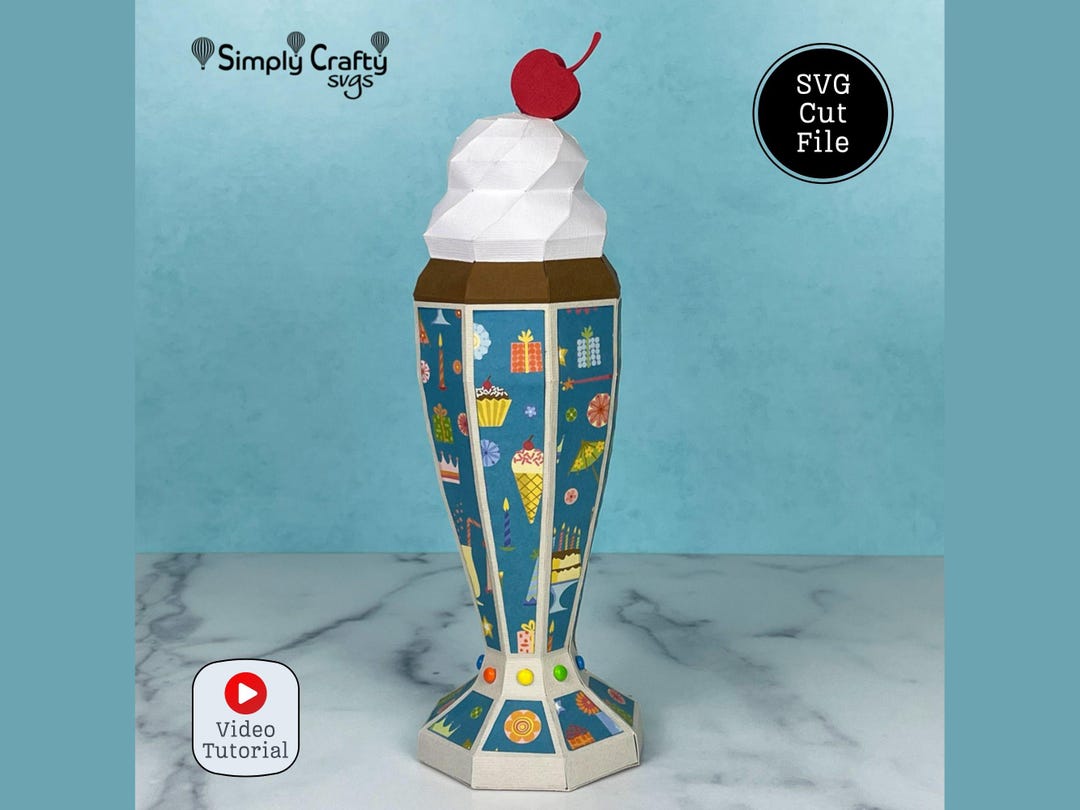 3D Milkshake SVG. Milkshake Gift Box SVG for Cricut or Silhouette. Make ...