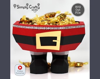 Santa Bowl SVG. DIY Christmas Bowl Papercraft. Santa SVG. Santa Box Template. 3D Santa Papercraft for Cricut or Silhouette.