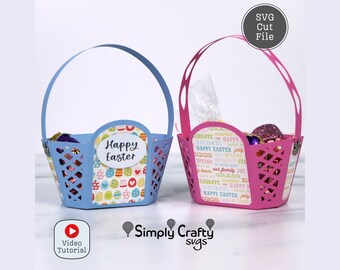 Plik do cięcia Easter Basket SVG z nadrukowanymi sentencjami. Papier do samodzielnego wykonania Easter Basket dla Cricut lub Silhouette.