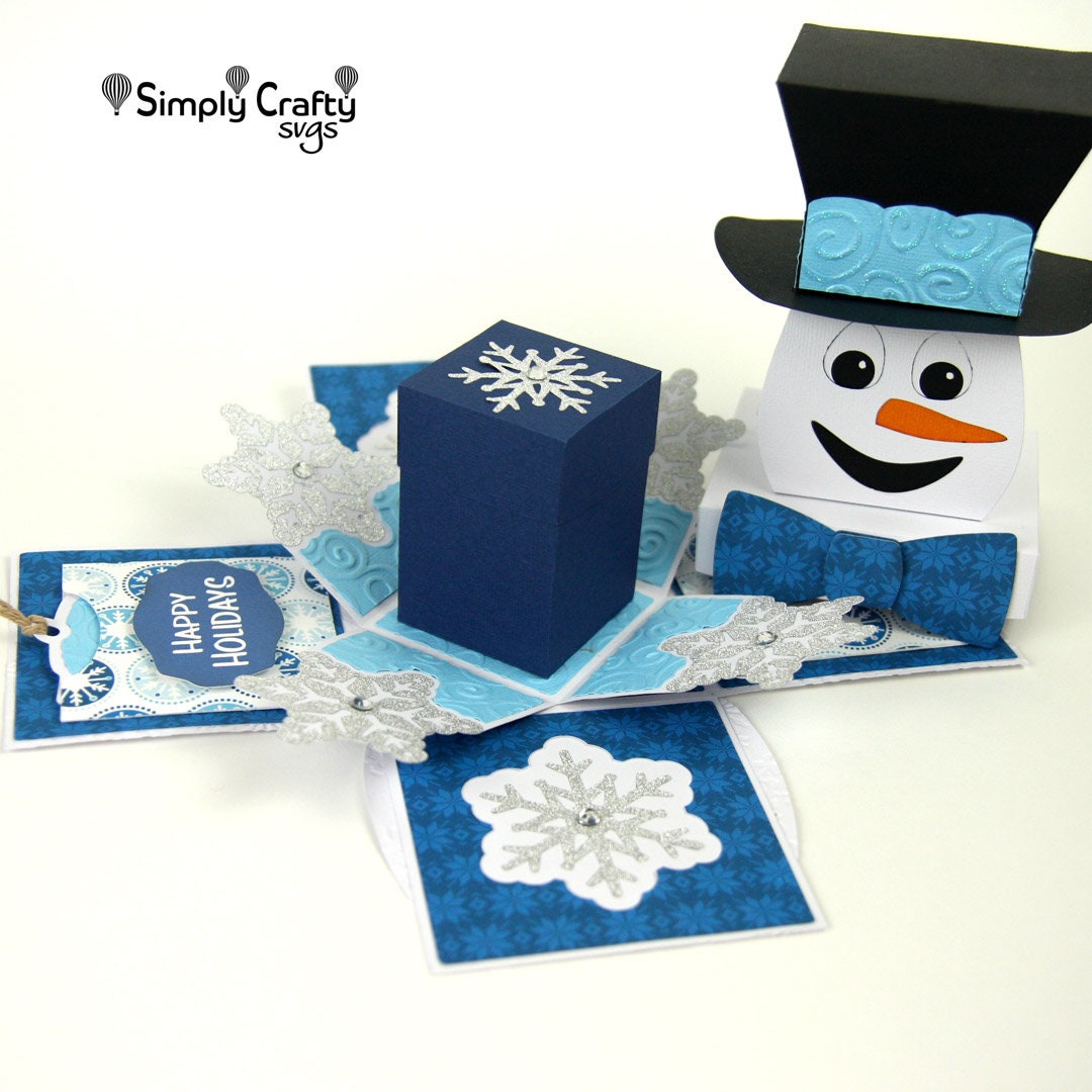 Snowman Explosion Box SVG. DIY Christmas Explosion Box With Gift Card ...