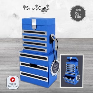 Tool Chest Box SVG. 3D Toolbox Gift Box. Handyman Tool Chest Favor Box SVG for Cricut & Silhouette. image 1