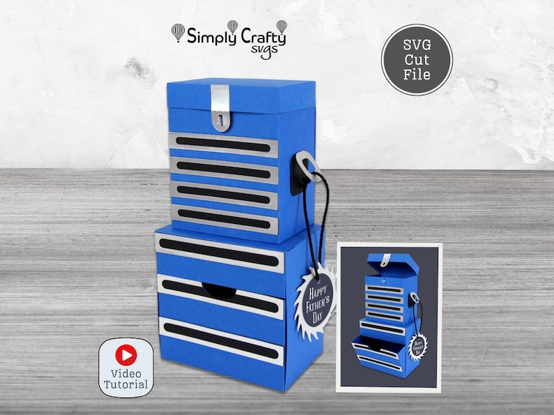 Tool Chest Box SVG. 3D Toolbox Gift Box. Handyman Tool Chest Favor Box SVG for Cricut & Silhouette. image 1