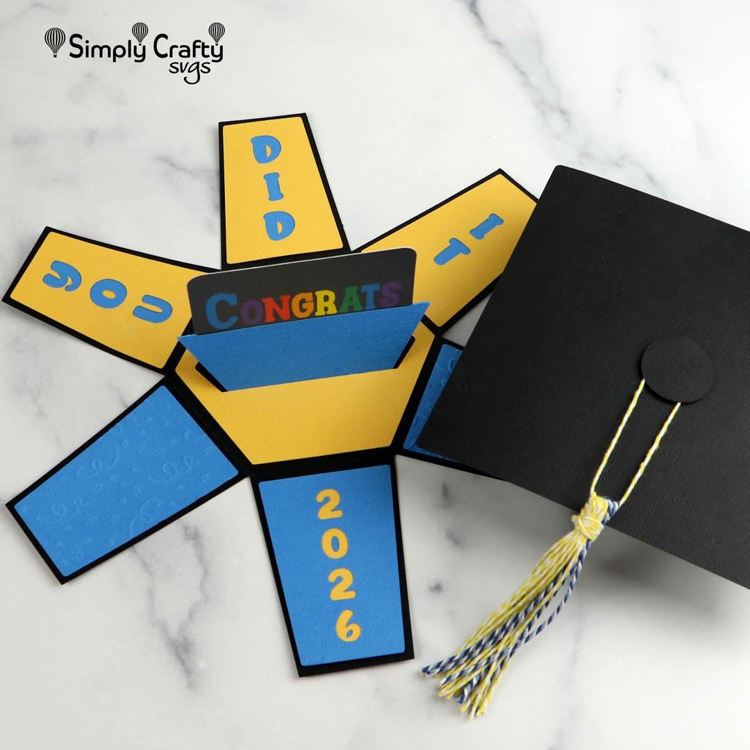 Svg Exploding Graduation Graduation Explosion Box SVG for 2025 - 2030. Graduation Hat Explosion ...