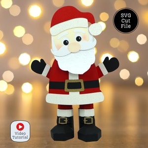 3D Santa Gift Box SVG pour Cricut ou Silhouette. Fichier de découpe Jolly Santa Box. Boîte de Noël Père Noël SVG. Boîte Père Noël 3D pour Noël.