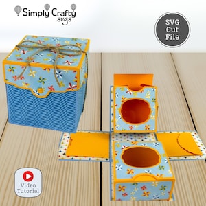 Explosion Box SVG with 2 Gift Boxes & Gift Card Holder. Exploding Box Template for Cricut or Silhouette.