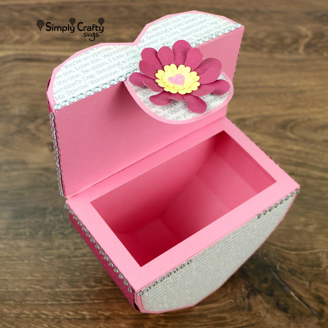 3D Heart Gift Box SVG Cutting File. Valentine's Treasure Box SVG. Paper ...