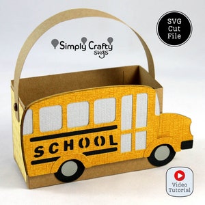 Sac d'autobus scolaire SVG. Coffret cadeau bricolage bus scolaire pour enseignant ou chauffeur de bus. Fichier de découpe de boîte de faveurs d'autobus scolaire pour Cricut ou Silhouette.