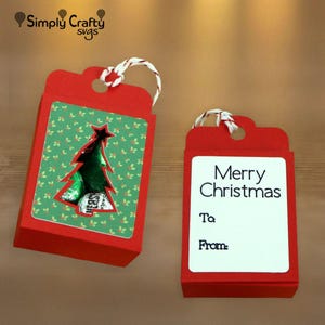 Christmas Tag Box Set SVG File. DIY Christmas Box Cutting File in 6 Styles. Small Candy Gift Box Templates for Cricut or Silhouette. image 4