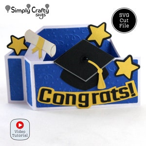 Félicitations carte de remise des diplômes SVG. Carte d'essuyage de fin d'études. Fichier de coupe SVG carte de remise des diplômes pour Cricut ou Silhouette. Diplôme avec carte de casquette de diplômé.