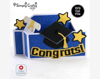 Congrats Graduation Card SVG. Graduation Wiper Card. Graduation Card SVG Cutting File for Cricut or Silhouette. Diploma with Grad Cap Card.