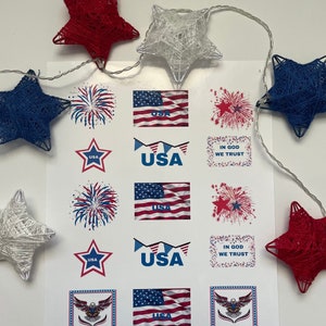 Fourth of July Sticker Sheet: Patriotic USA Vinyl Decals