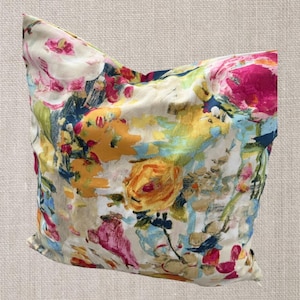 Floral Pillow Cover: Boho Farmhouse Decor, Colorful Cottage Style (18x18)