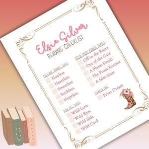 Afdrukbare leeslijst Elsie Silver, leeslogboek Elsie Silver, westerse romantiekromans, Booktok-boeken, checklist A4 A5-briefheas afbeelding 2