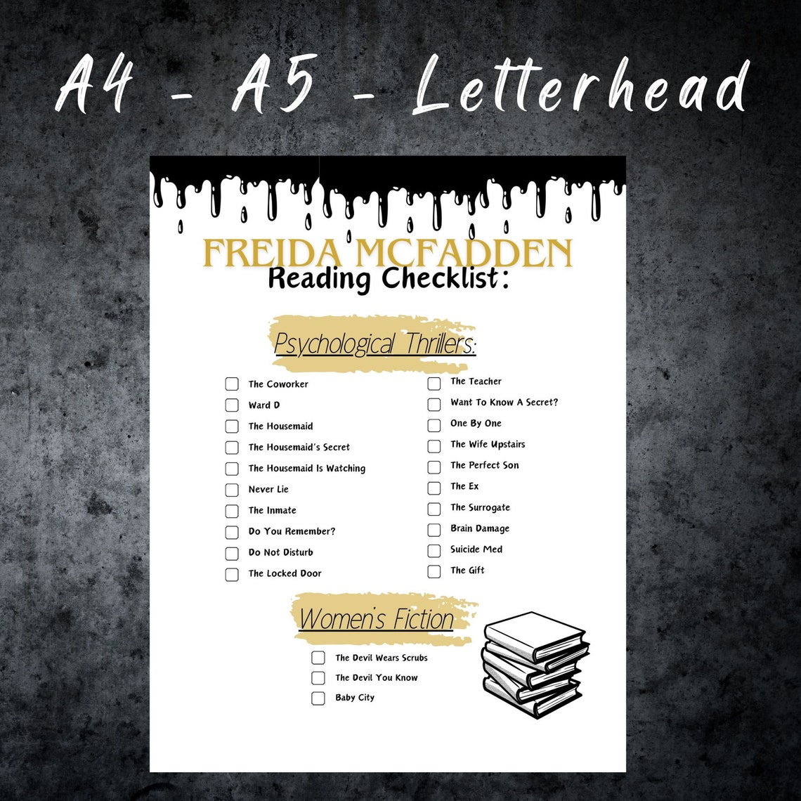 Freida Mcfadden Thriller Book Checklist Pdf, Printable Reader Tracker ...