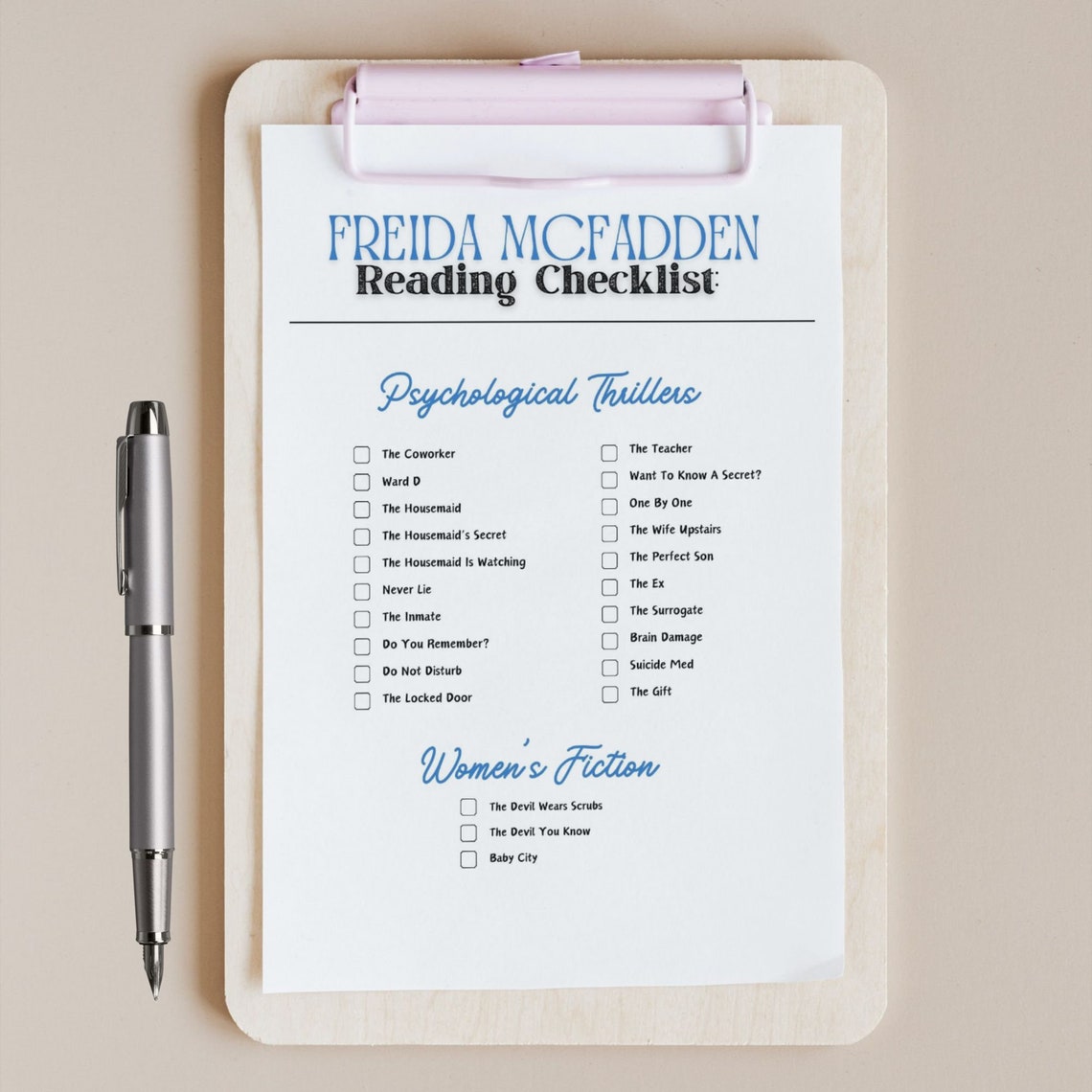 Freida mcfadden reading log printable reader tracker freida thriller