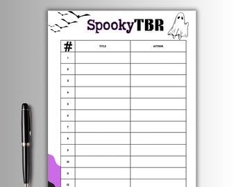 Spooky vibes TBR leeslijst afdrukbaar, spookachtige leeslijst, Fall leest afdrukbare digitale download, spookachtige esthetiek, A4 A5 briefhoofd