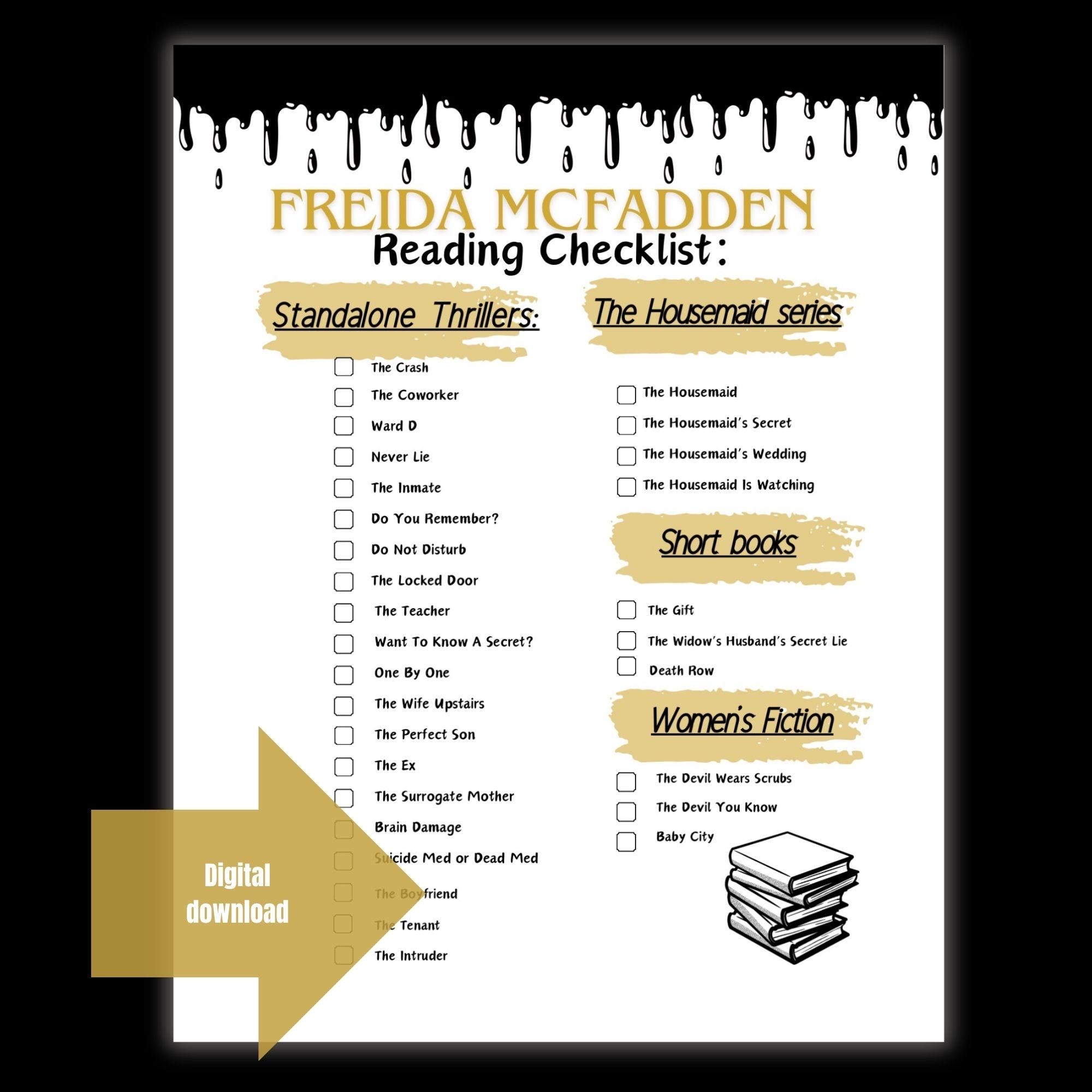 freida-mcfadden-thriller-book-checklist-pdf-printable-reader-tracker-freida-books-printable-checklist-suspense-reading-log-etsy for Printable List Of Freida Mcfadden Books Freida Mcfadden Thriller Book Checklist Pdf, Printable Reader Tracker, Freida Books Printable Checklist, Suspense Reading Log - Etsy for Printable List Of Freida Mcfadden Books