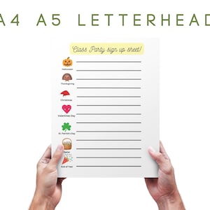 Preschool classroom party sign up sheet printable, celebration for toddlers digital download party sign up list for school, class party