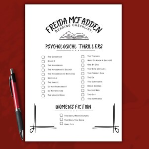 Freida Mcfadden Book List Reading Log, Printable Checklist, Thriller ...